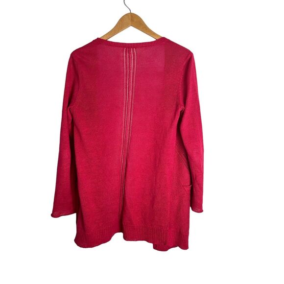 Eileen Fisher Cardigan Top 100% Linen Womens XS Coastal Beachy Knit Rose Pink - Picture 3 of 8